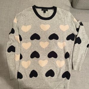 J. Crew wool sweater with hearts sz S Grey